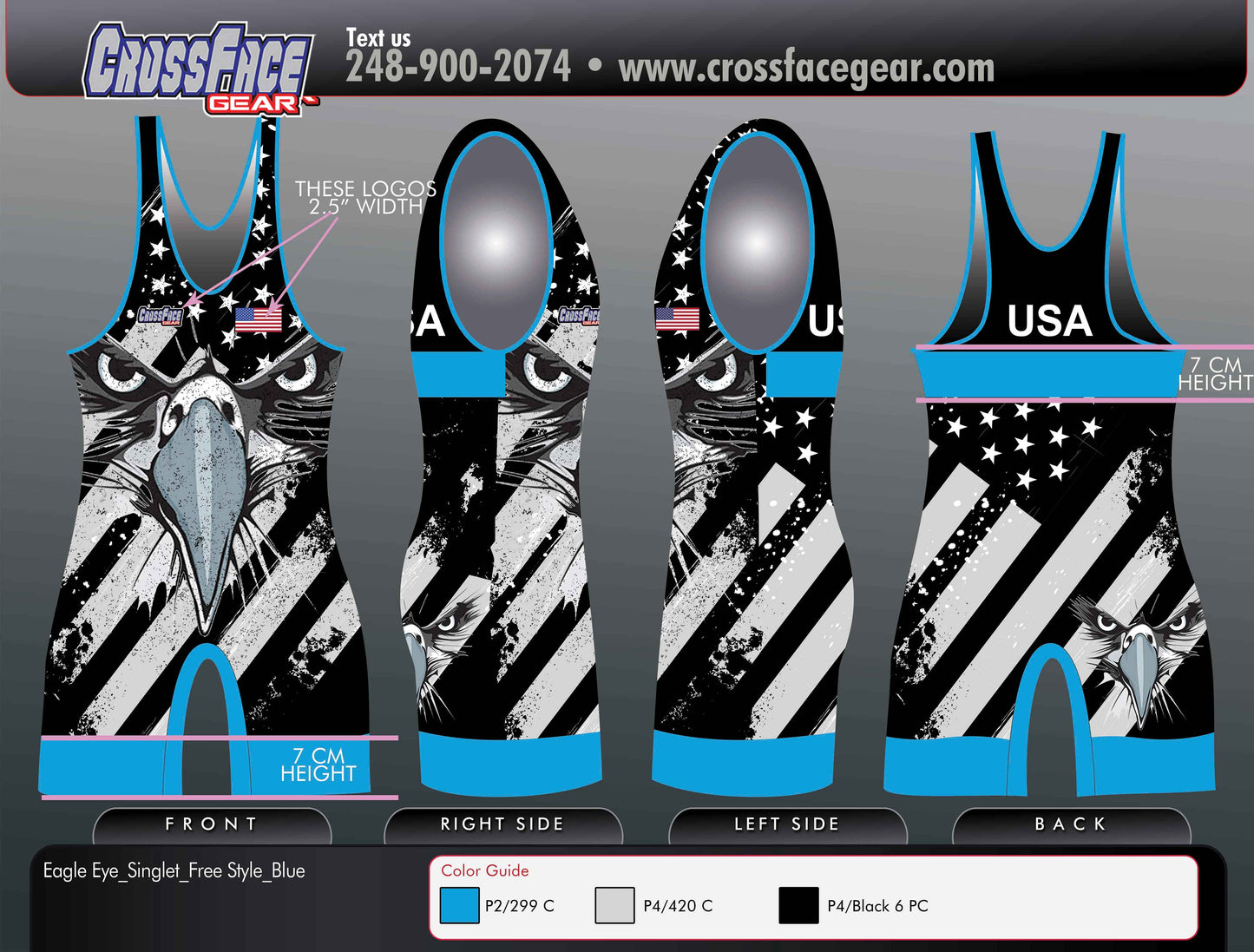 Eagle Eye (BLUE) Full Sublimated Singlet