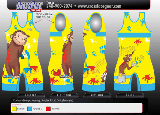 Curious George (BLUE) Full Sublimated Freestyle Singlet