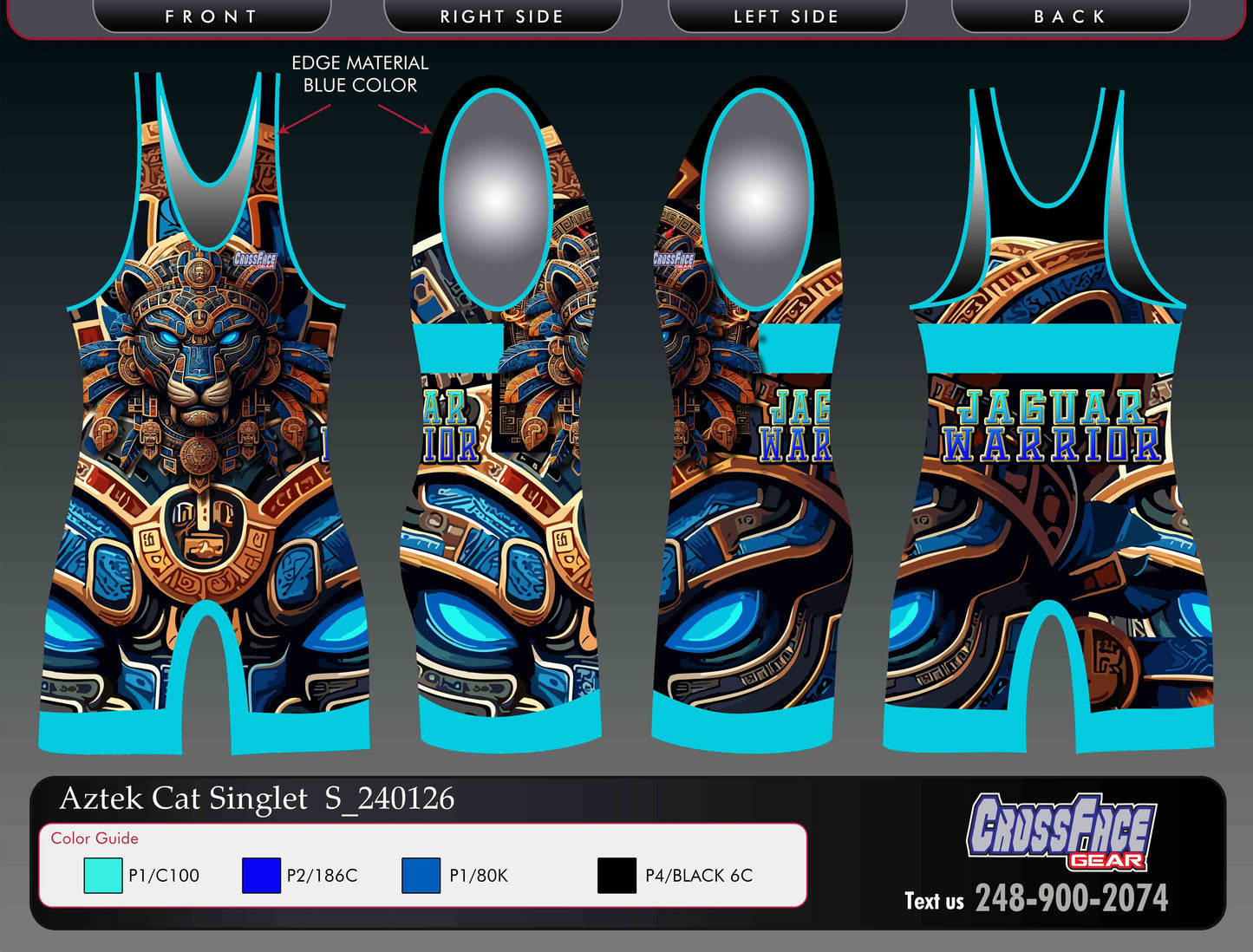 Jaguar Warrior BLUE Freestyle Singlet