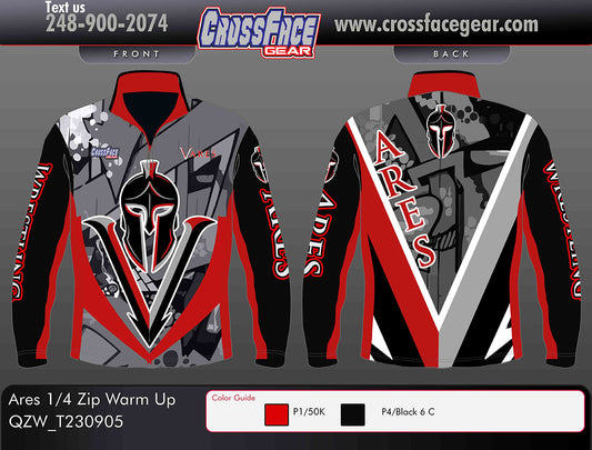 Ares Wrestling Full Sublimated 1/4 Zip Warm Up (GRAY)