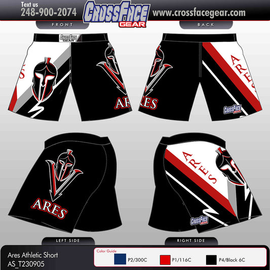 Ares Wrestling Full Sublimated Athletic Shorts (BLACK)