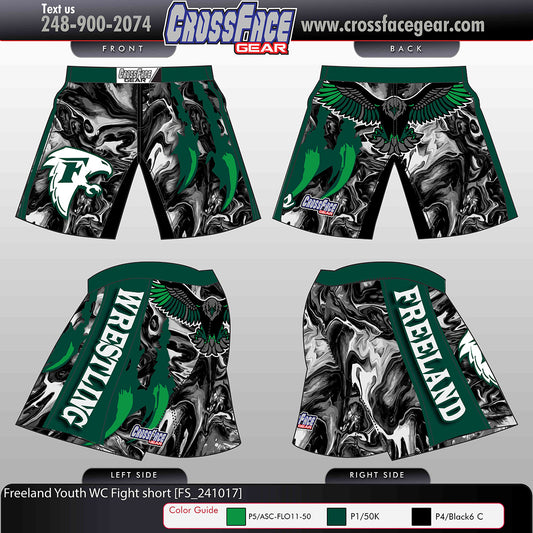 Freeland Youth Wrestling Club Full Sublimated Fight Shorts
