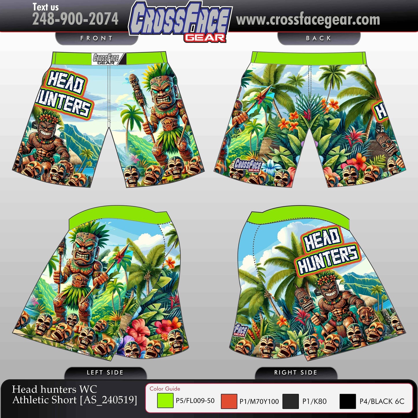 Headhunters Wrestling Club Full Sublimated Athletic Shorts