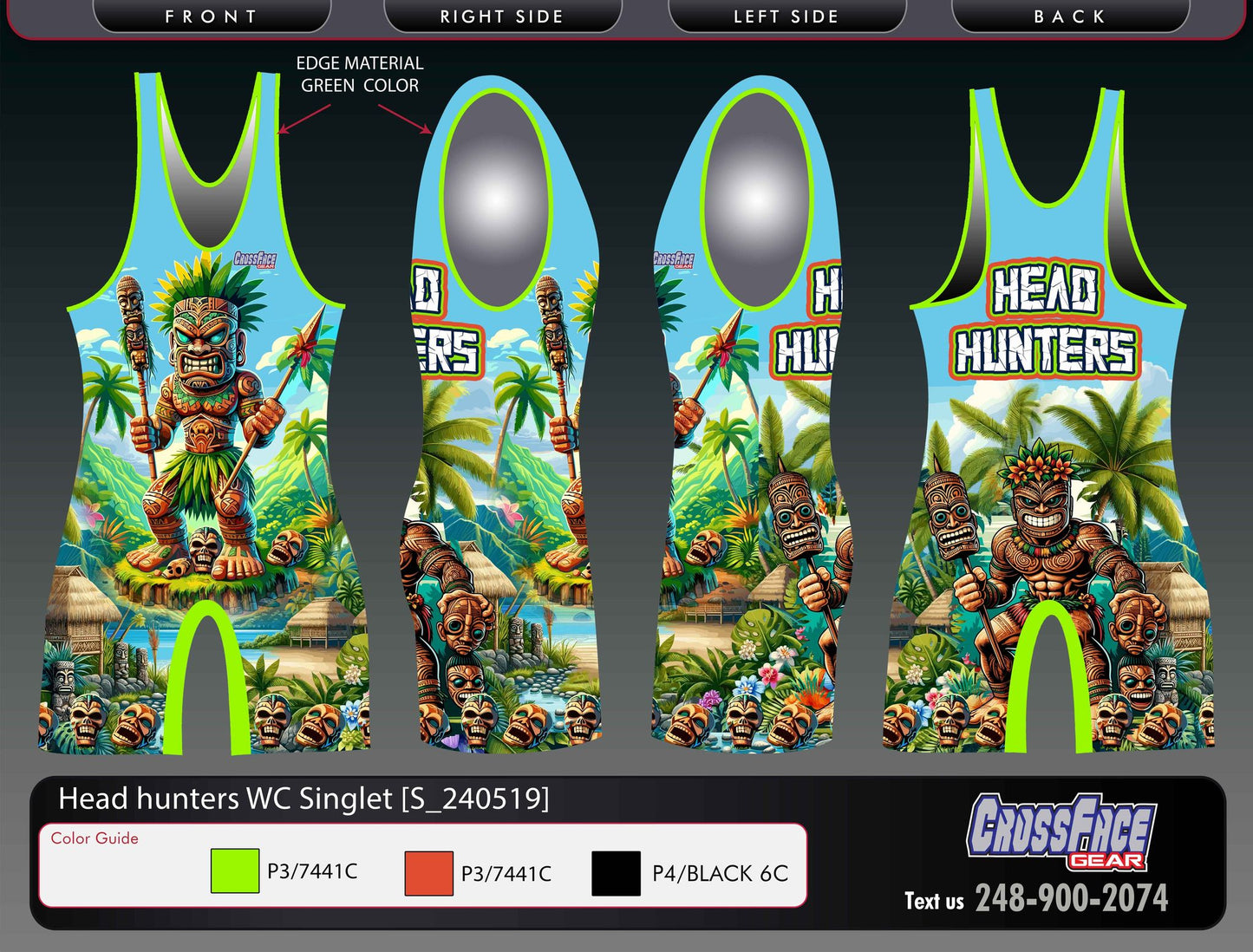 Headhunters Wrestling Club Full Sublimated Singlet