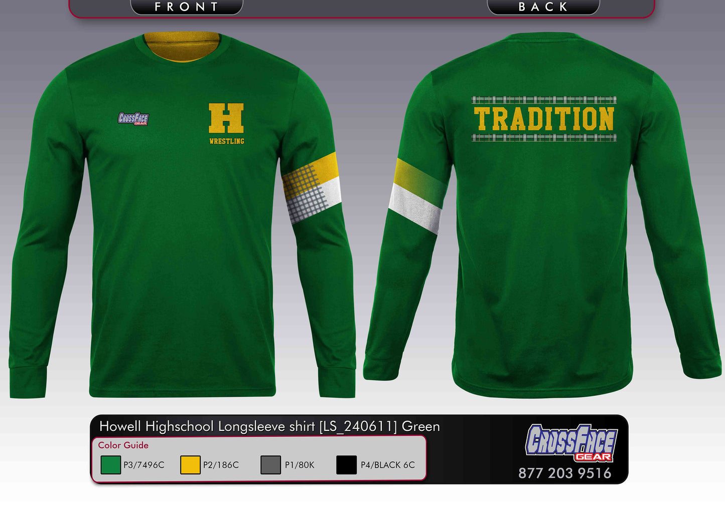 Howell Highschool Full Sublimated Long Sleeve Shirt (Green)