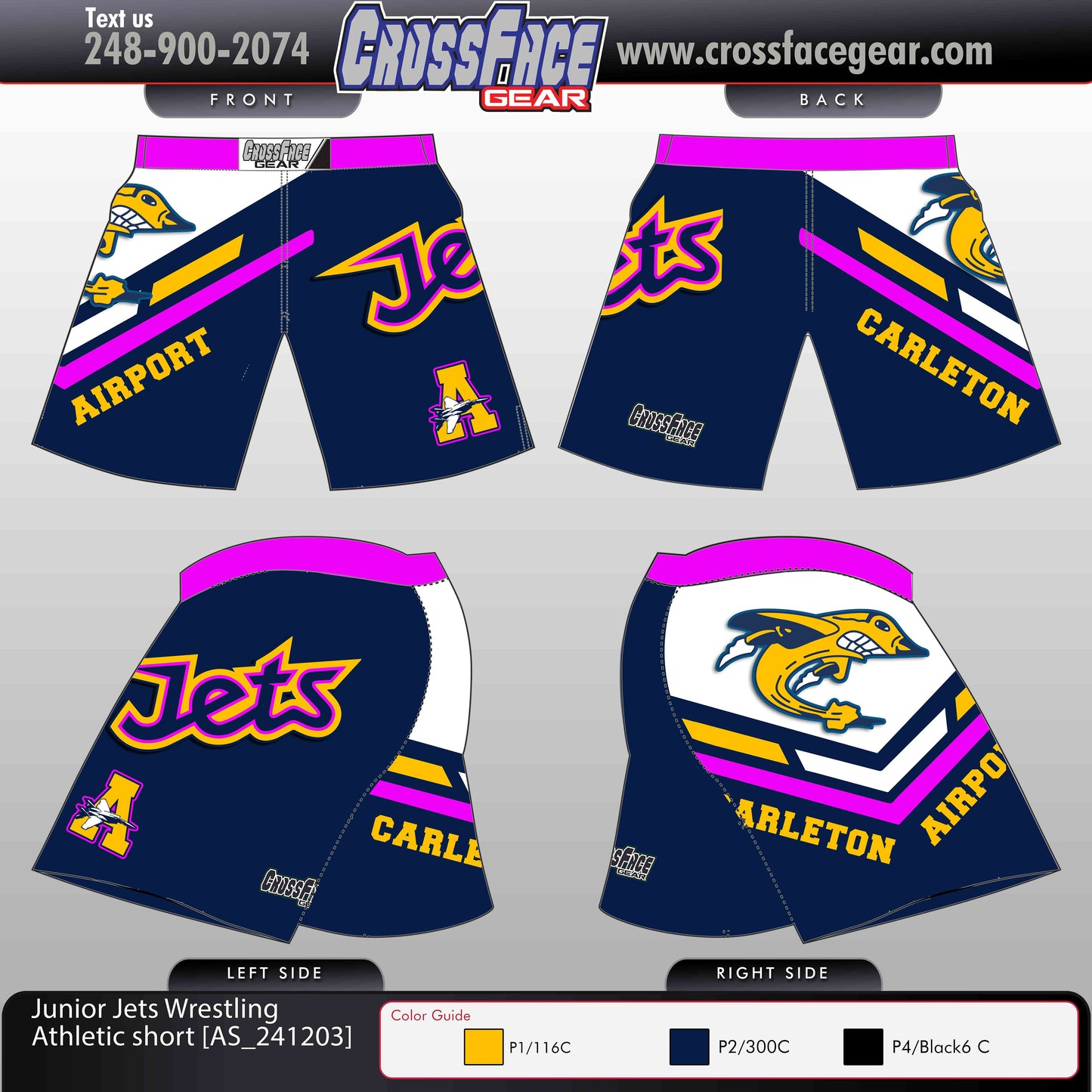 Airport Junior Jets Full Sublimated Athletic Shorts (GIRLS)