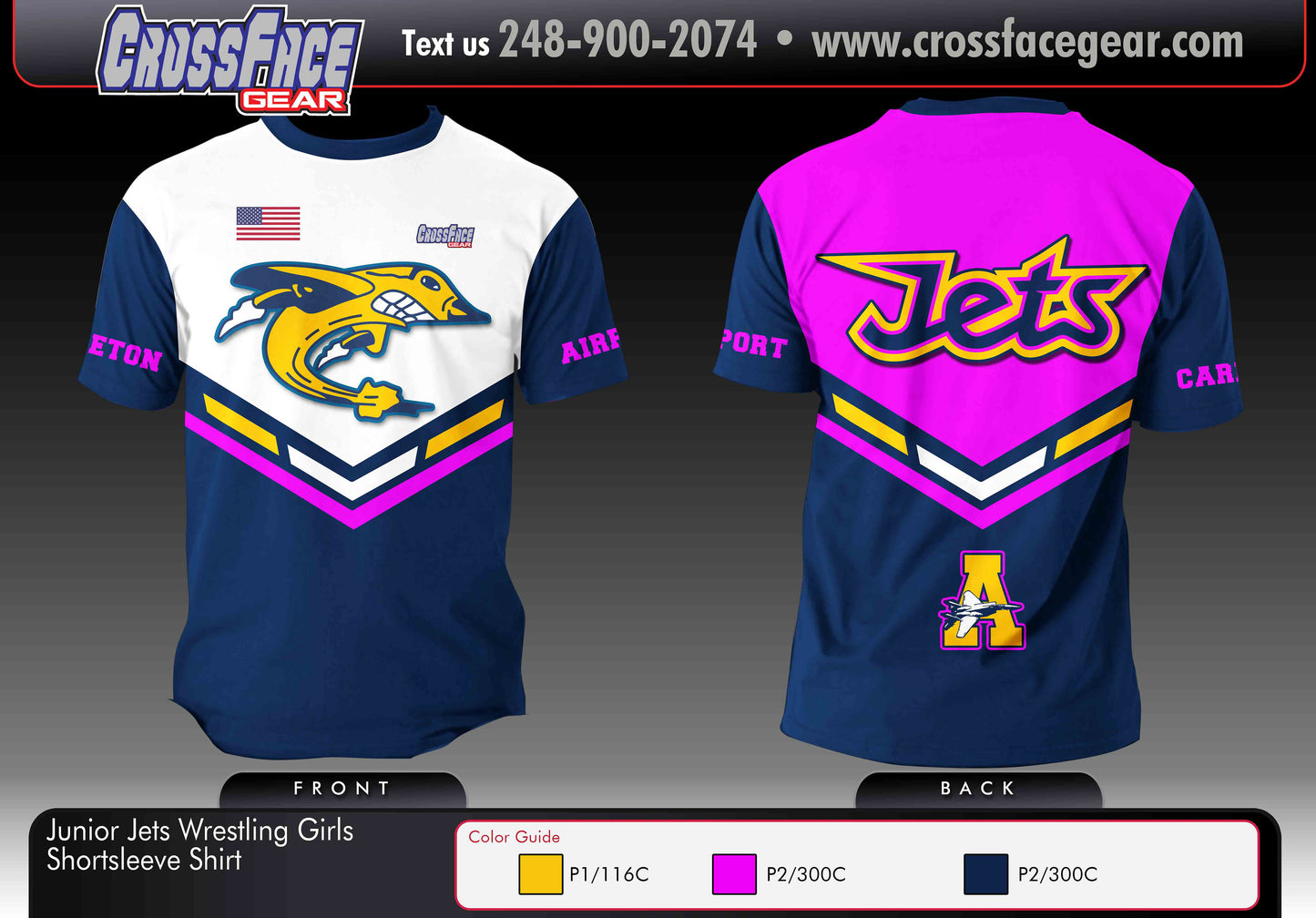 Airport Junior Jets Full Sublimated Short Sleeve Shirt (GIRLS)