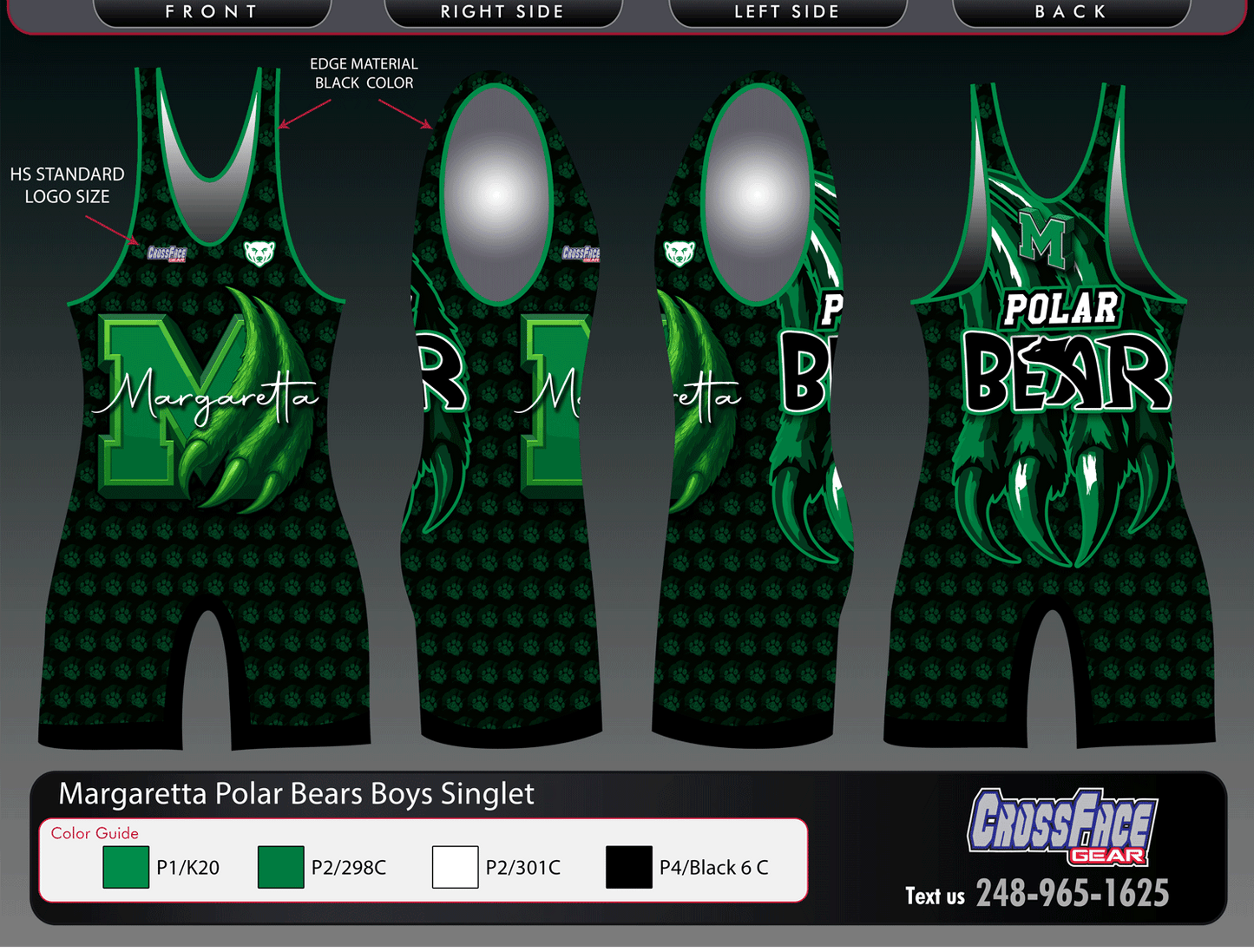 Margaretta Polar Bears Full Sublimated Boys Singlet V2