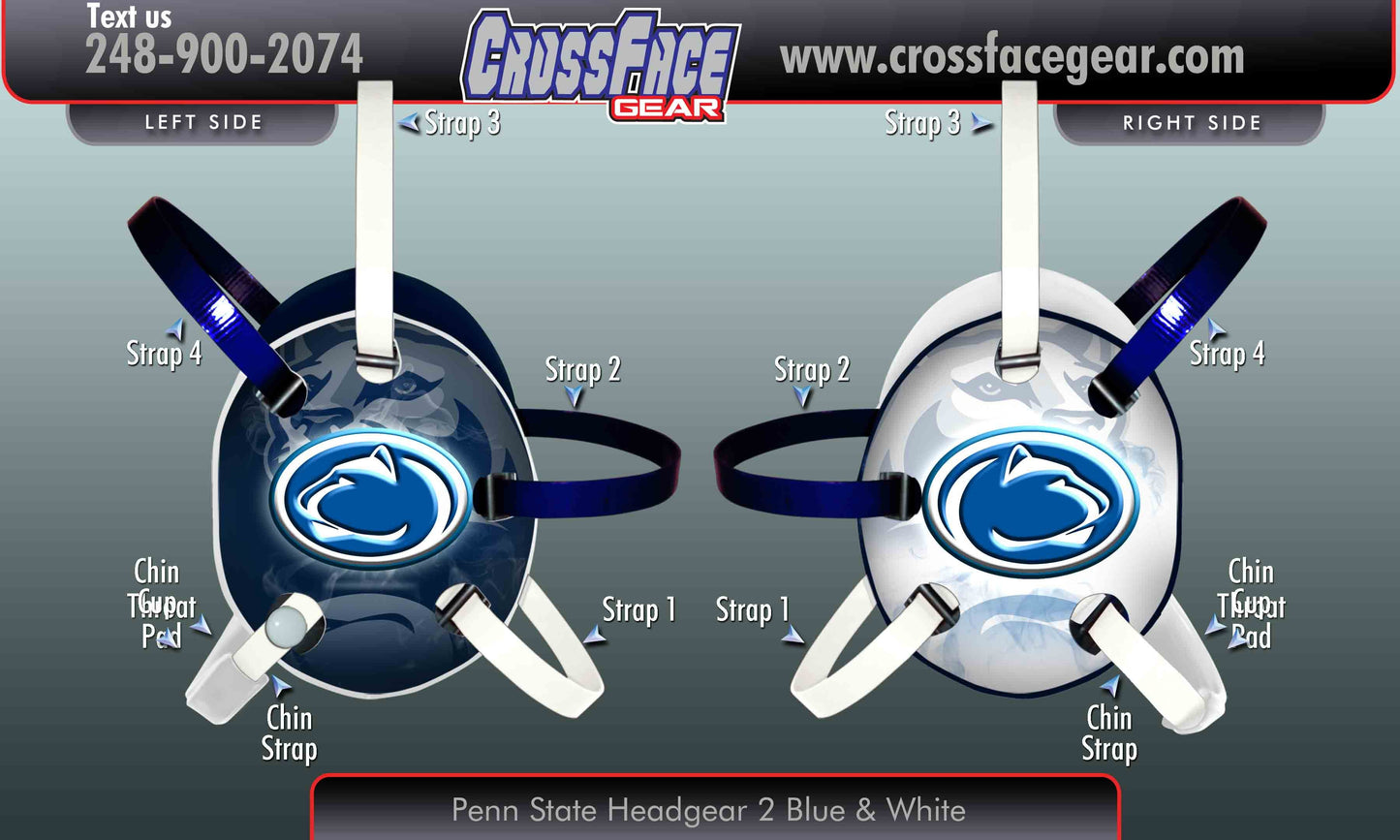 Left Pad Color: White Right Pad Color: Navy Blue Strap 1: White Strap 2: Navy Blue Strap 3: White Strap 4: Navy Blue Select: Throat pad ThroatPad Strap: White ThroatPad : White