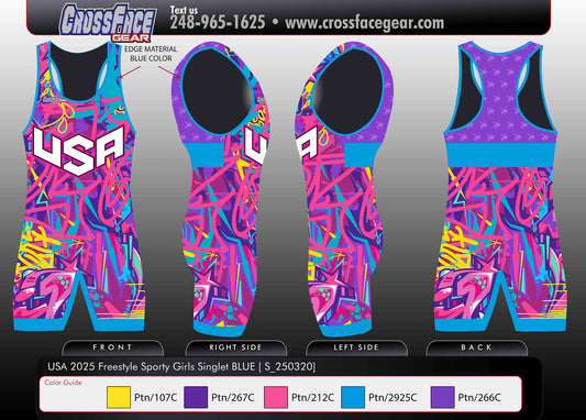 USA Girls 2025 Full Sublimated Sporty Singlet