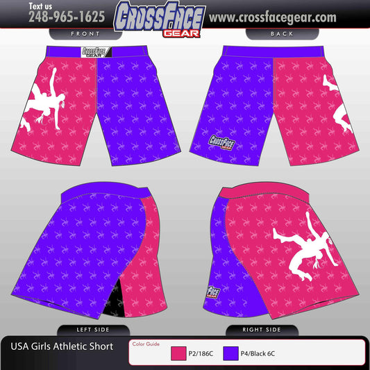 USA Girls 2025 Full Sublimated Athletic Shorts
