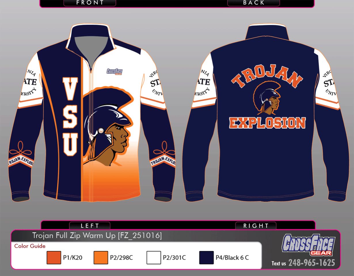 VSU Trojan Explosion Full Sublimated Full Zip Warm Up