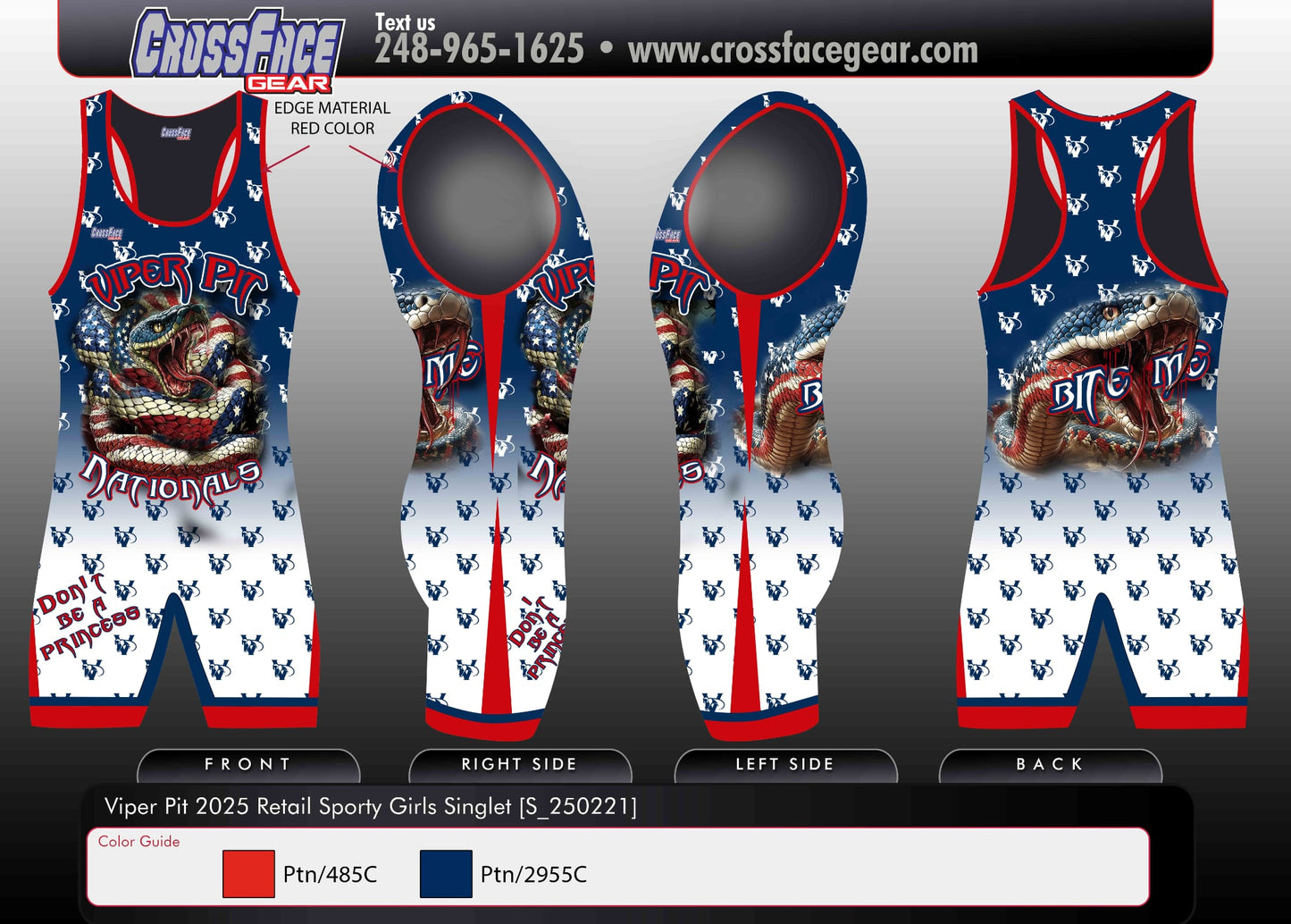 Viper Pit 2025 Full Sublimated Sporty Singlet