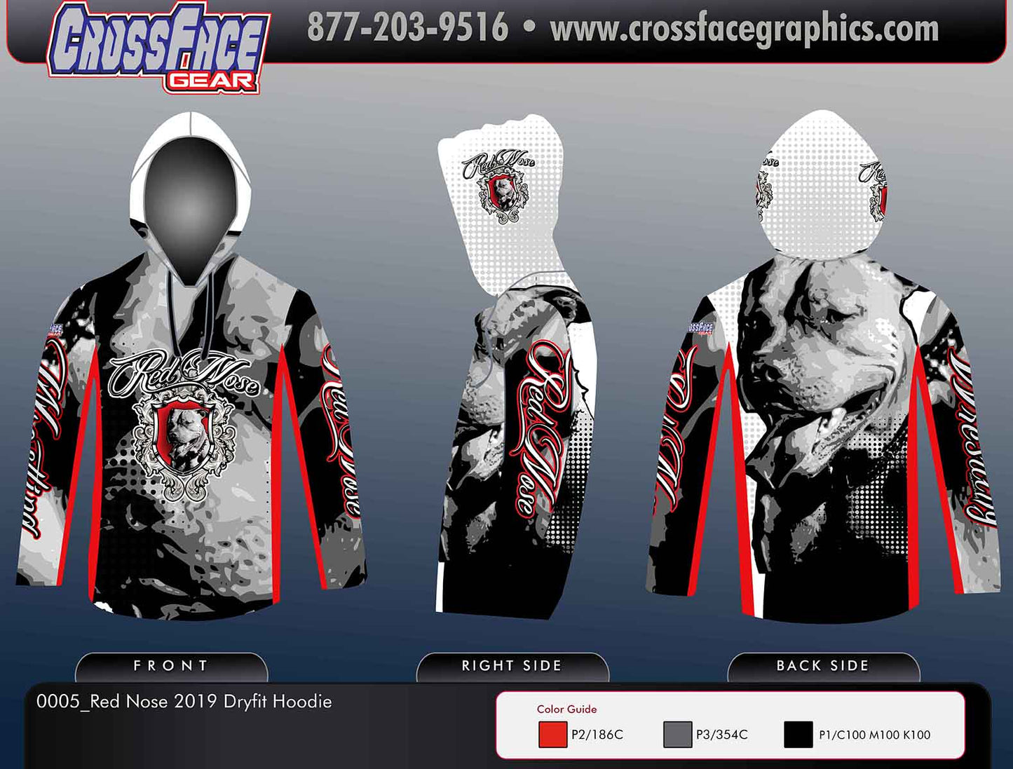 Red Nose Wrestling Full Sublimated DryFit Hoodie 2019