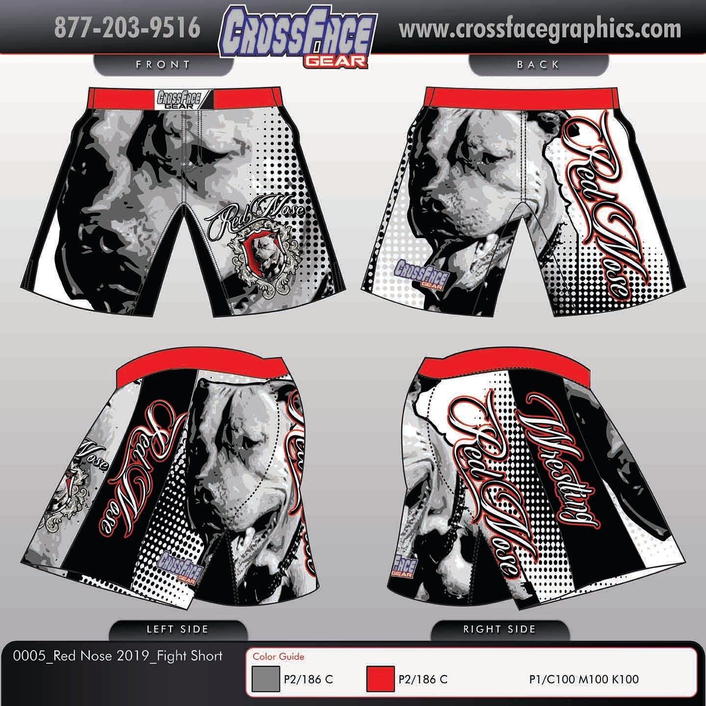 Red Nose Wrestling Full Sublimated Fight Short 2019