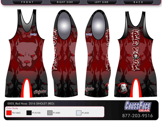 Red Nose Wrestling Full Sublimated Singlet (RED) 2016