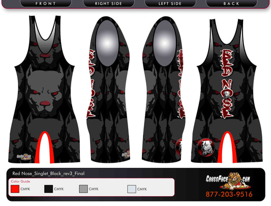 Red Nose Wrestling Full Sublimated Singlet (BLACK) 2016