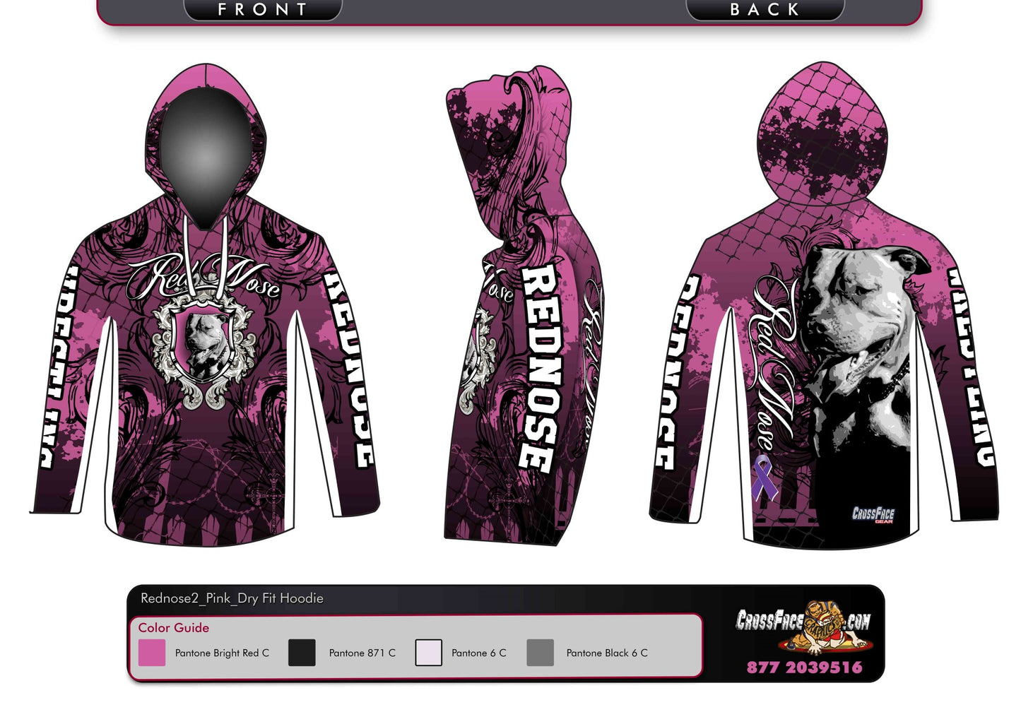 Red Nose Wrestling Full Sublimated DryFit Hoodie (Pink) 2017