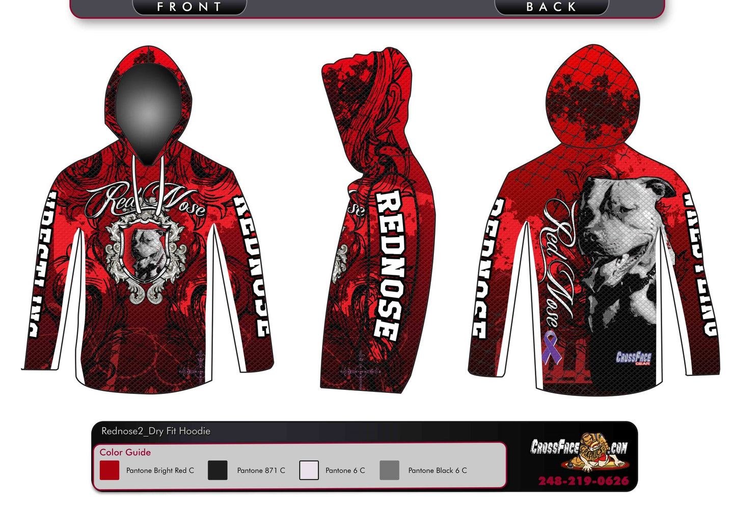 Red Nose Wrestling Full Sublimated DryFit Hoodie (Red) 2017