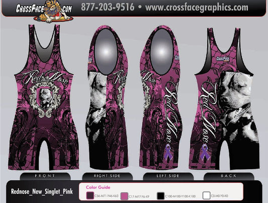 Red Nose Wrestling Full Sublimated Singlet (PINK) 2017