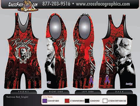 Red Nose Wrestling Full Sublimated Singlet (RED) 2017