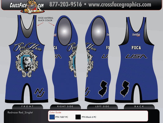 Red Nose Wrestling Full Sublimated Singlet (BLUE) 2018