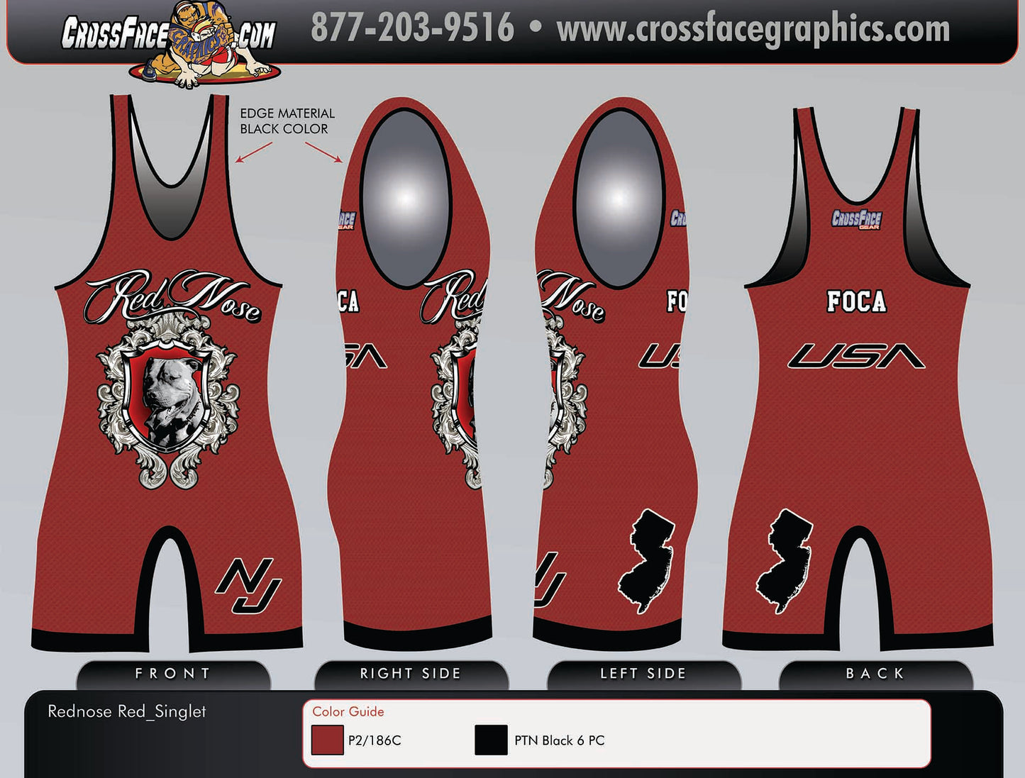 Red Nose Wrestling Full Sublimated Singlet (RED) 2018