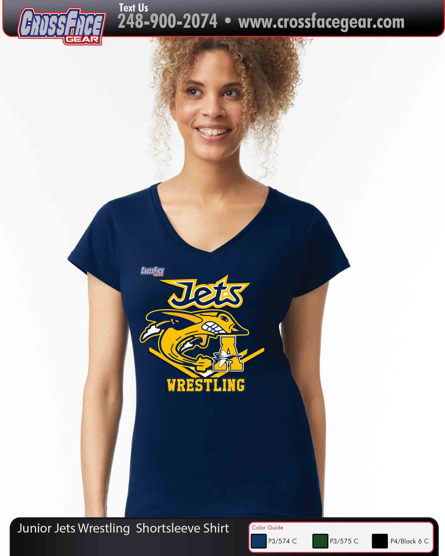 Airport Junior Jets V-Neck Short Sleeve Shirt (GIRLS)