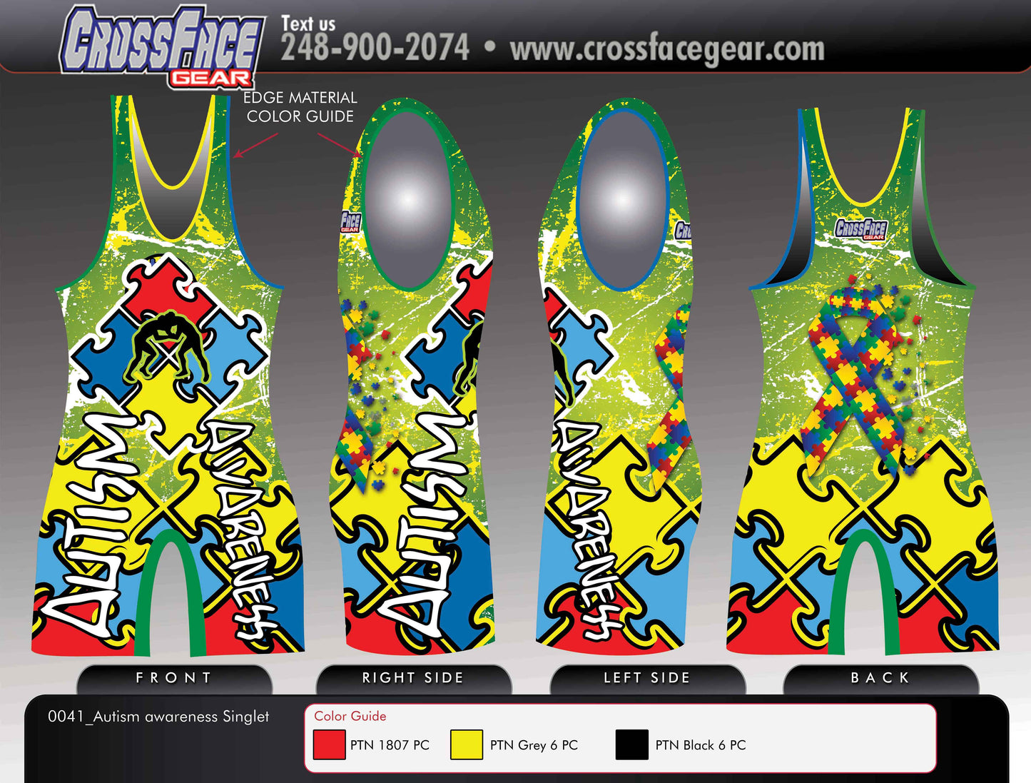 Autism Awareness Full Sublimated Singlet