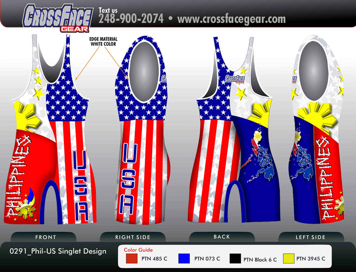 Philippines US Full Sublimated Singlet crossfaceGEAR