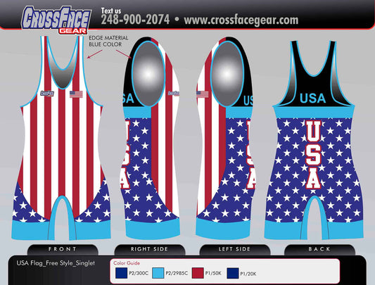 USA (FREESTYLE) Full Sublimated Singlet