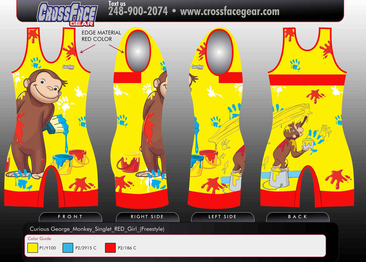 George Red Drop Curious George (RED) Full Sublimated Singlet – crossfaceGEAR