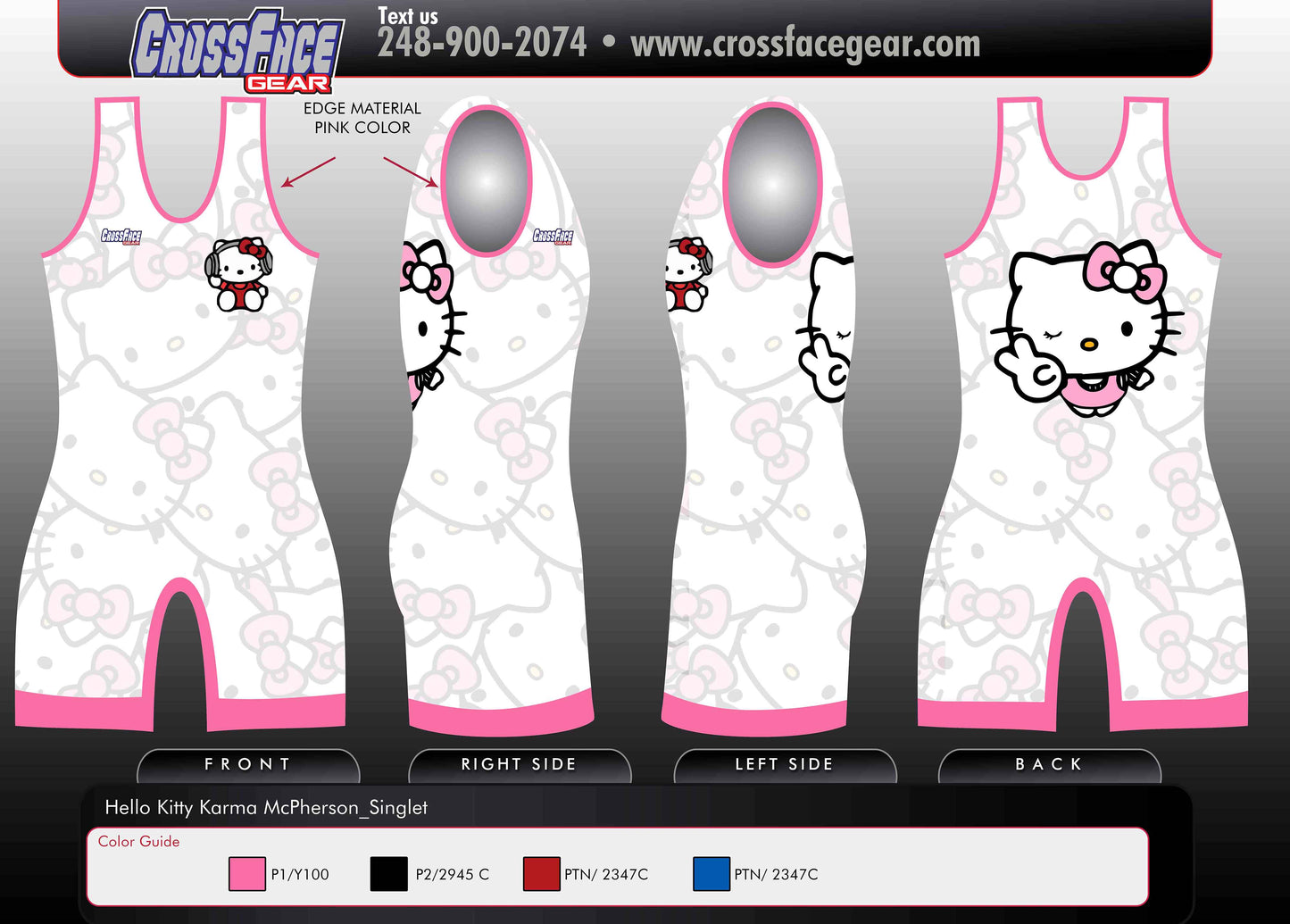 Hello Kitty (WHITE) Full Sublimated Singlet