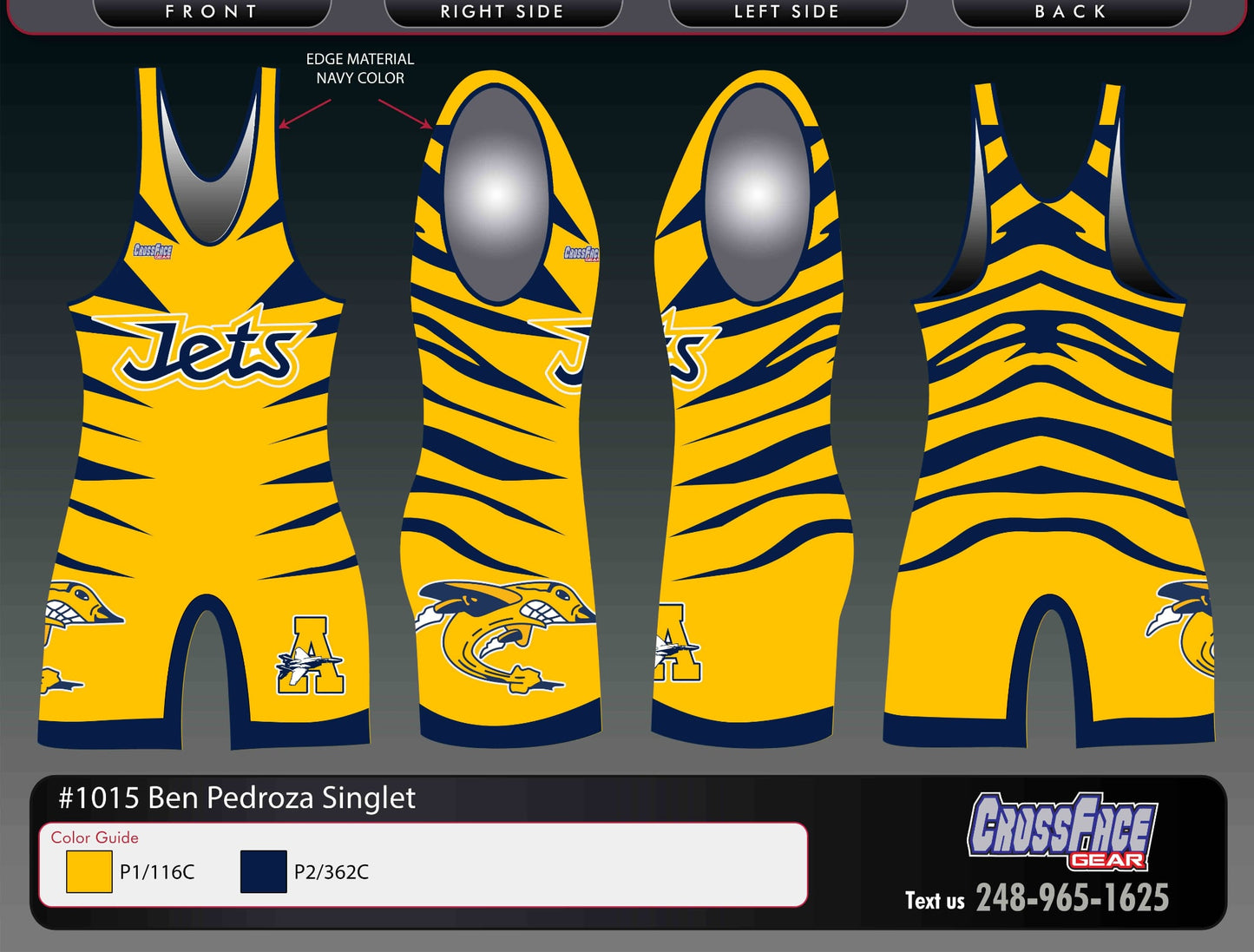 Airport Junior Jets Full Sublimated Singlet (YELLOW)