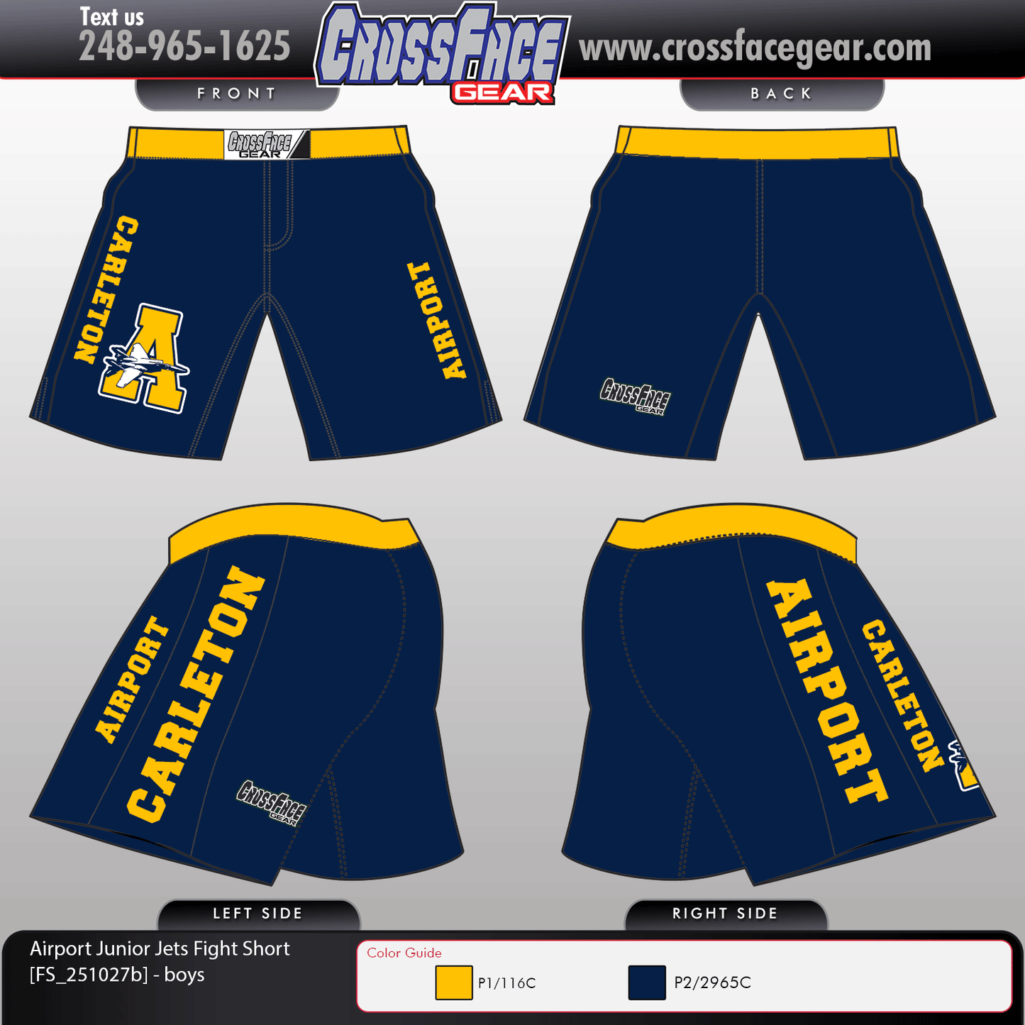 Airport Junior Jets Full Sublimated Fight Shorts (BOYS)