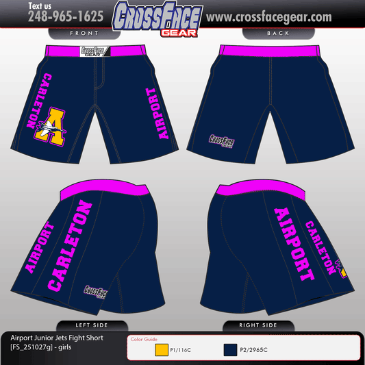 Airport Junior Jets Full Sublimated Fight Shorts (GIRLS)