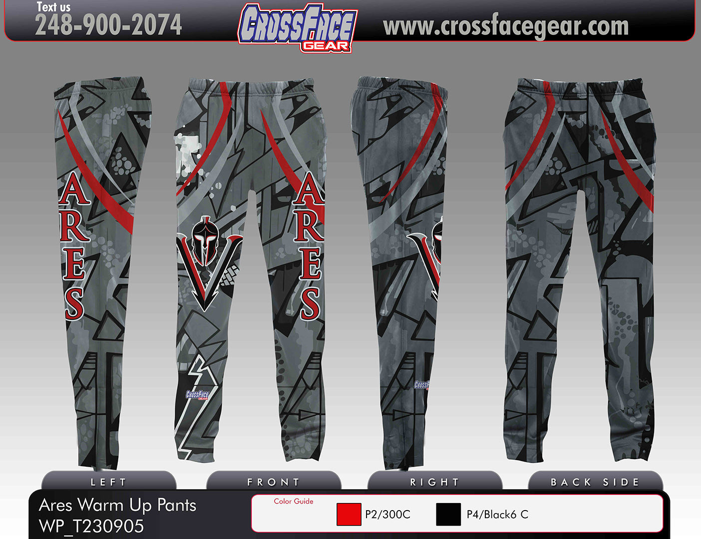 Ares Wrestling Full Sublimated Warm Up Pants (GRAY)