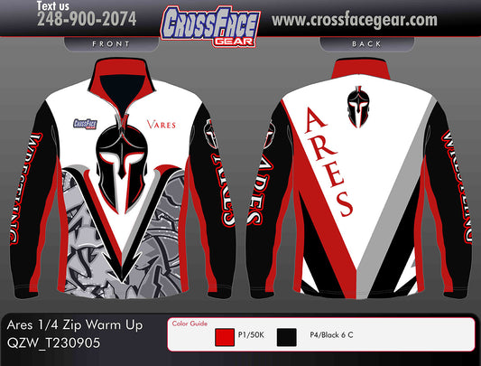 Ares Wrestling Full Sublimated 1/4 Zip Warm Up (WHITE)
