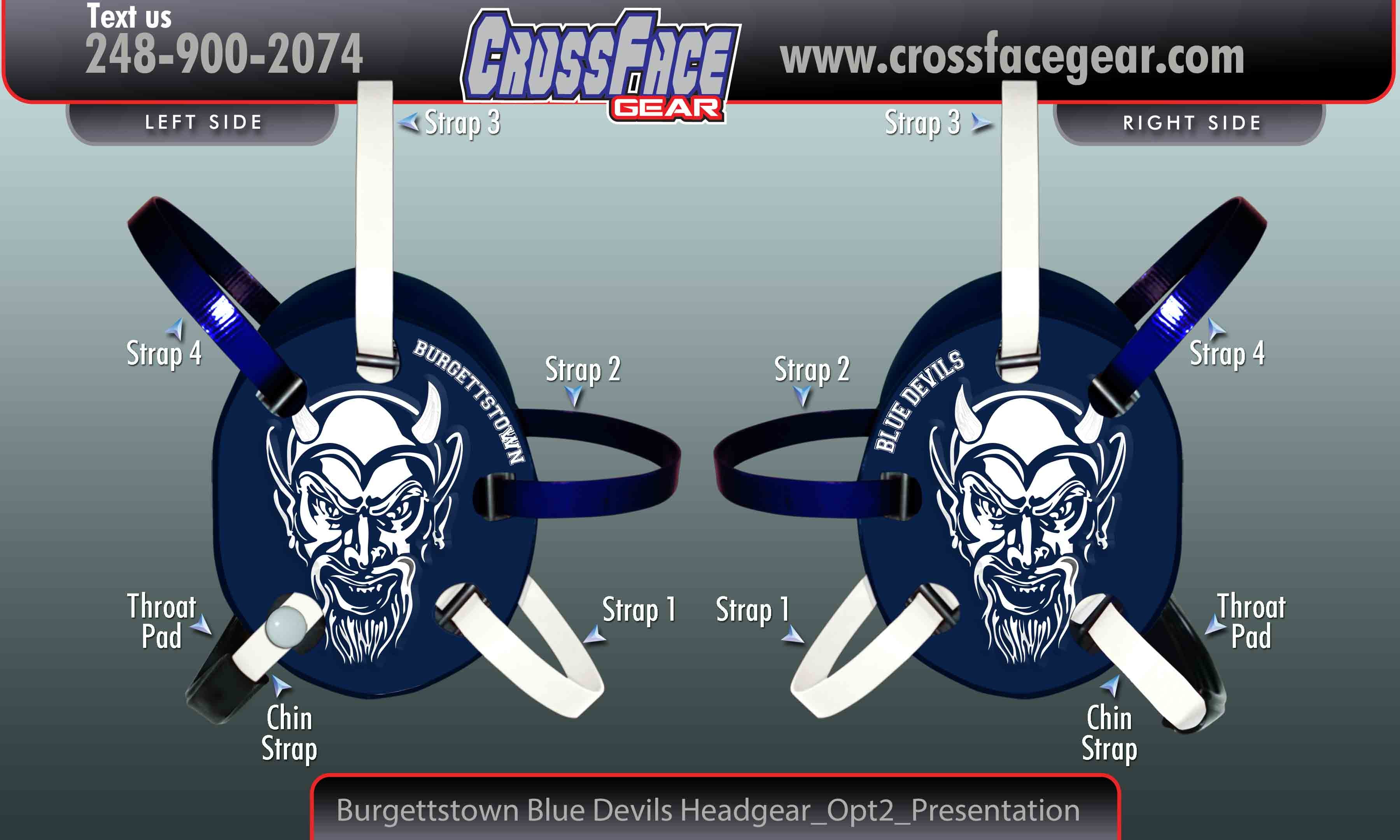 Burgettstown Blue Devils Custom Wrestling Headgear Crossfacegear