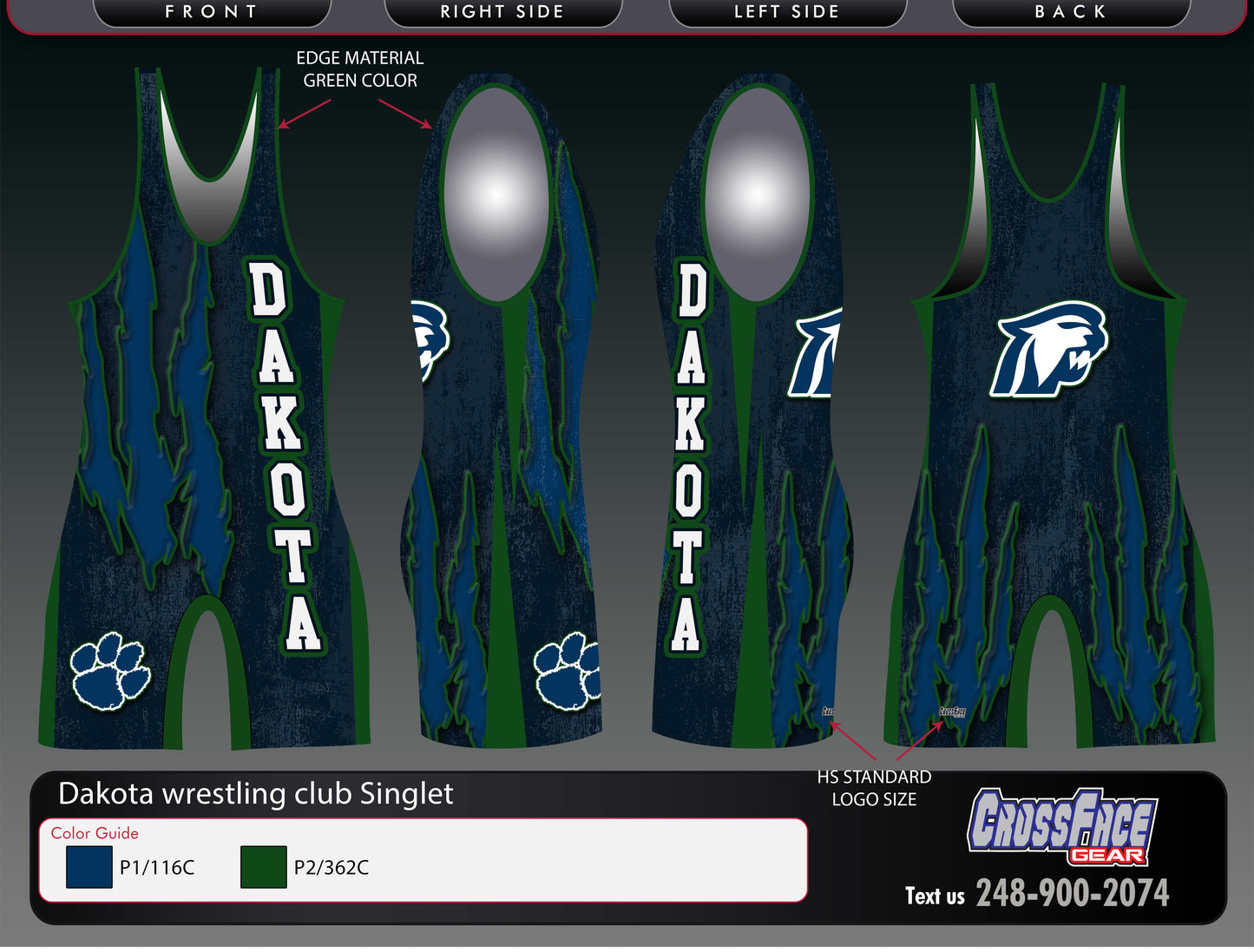 Dakota Wrestling Club (3) Full Sublimated Singlet