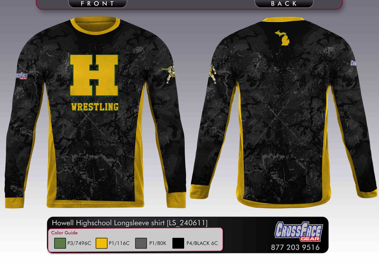 Howell Highschool Full Sublimated Long Sleeve Shirt (Black)