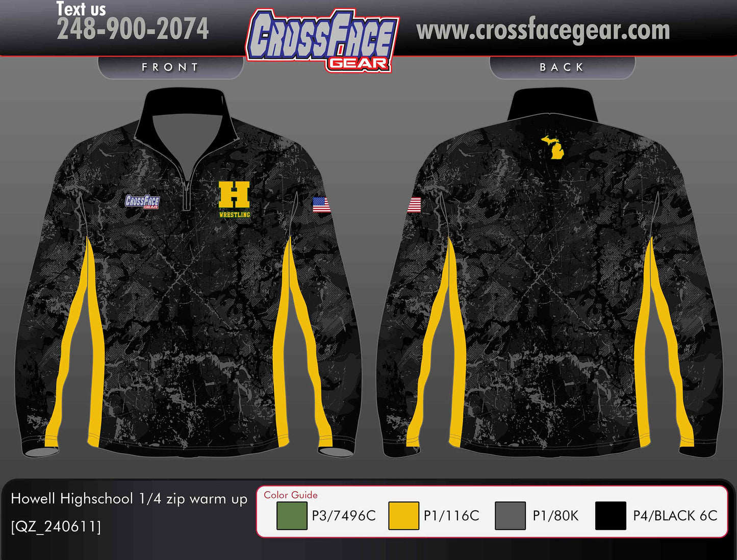 Howell Highschool Full Sublimated 1/4 ZIp Warm Up (Black)