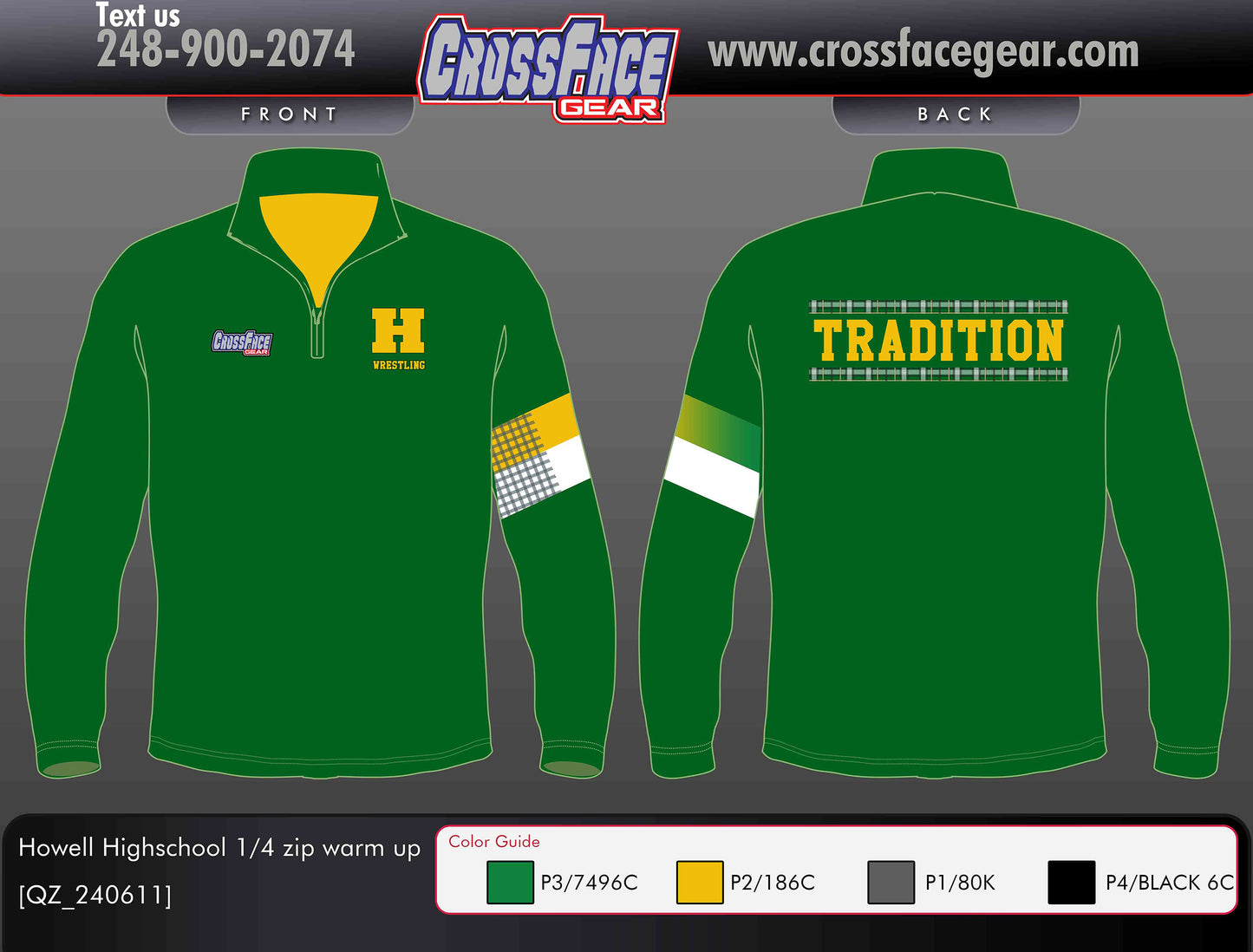 Howell Highschool Full Sublimated 1/4 ZIp Warm Up (Green)