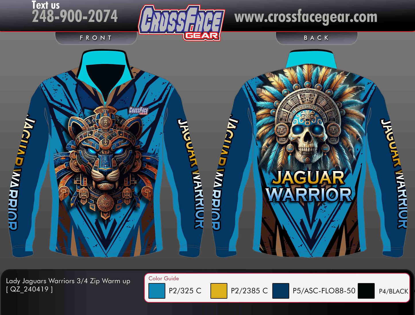 Jaguar Warriors Full Sublimated 3/4 ZIp Warm Up V2