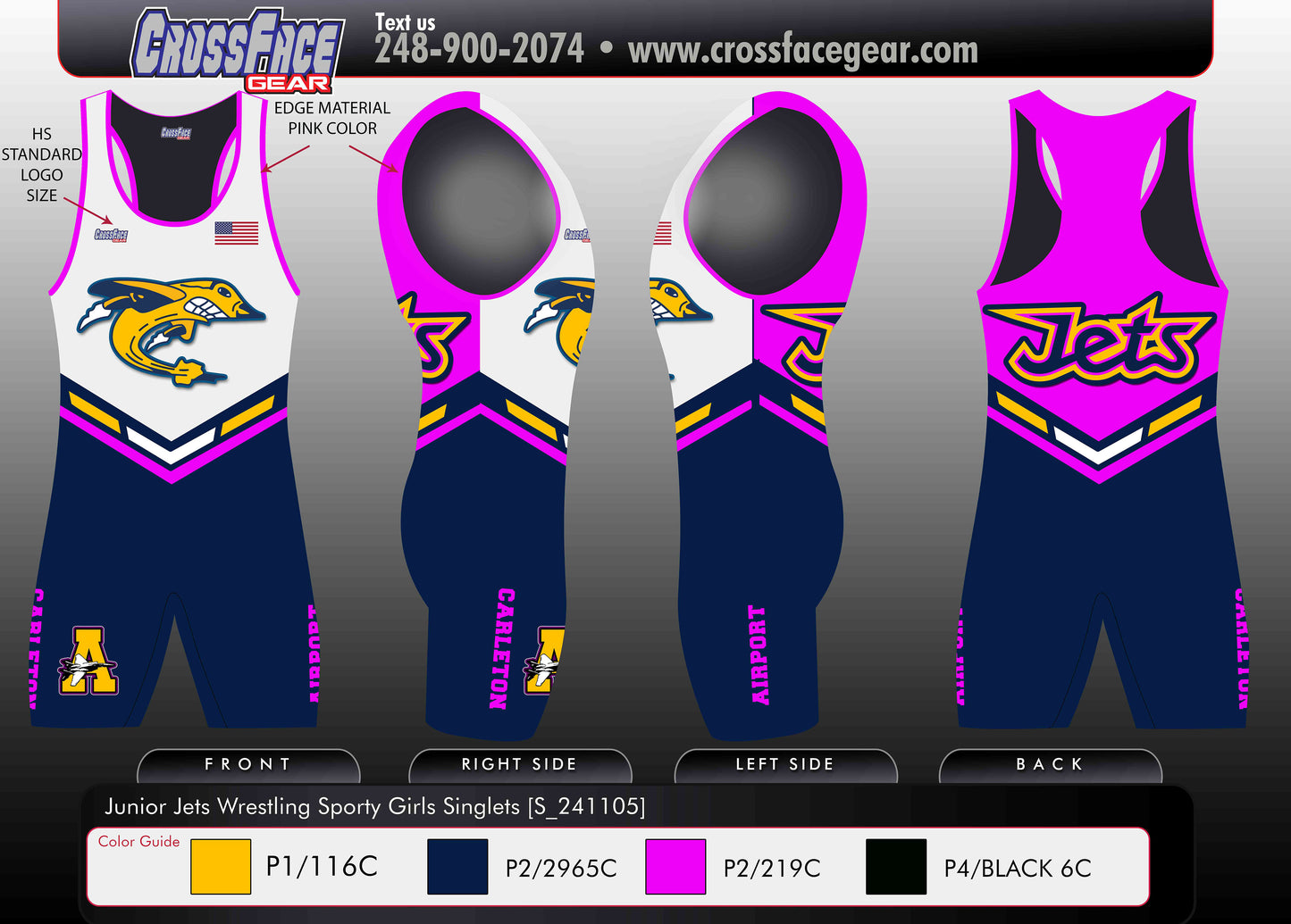 Airport  Junior Jets Full Sublimated Sporty Singlet (GIRLS)