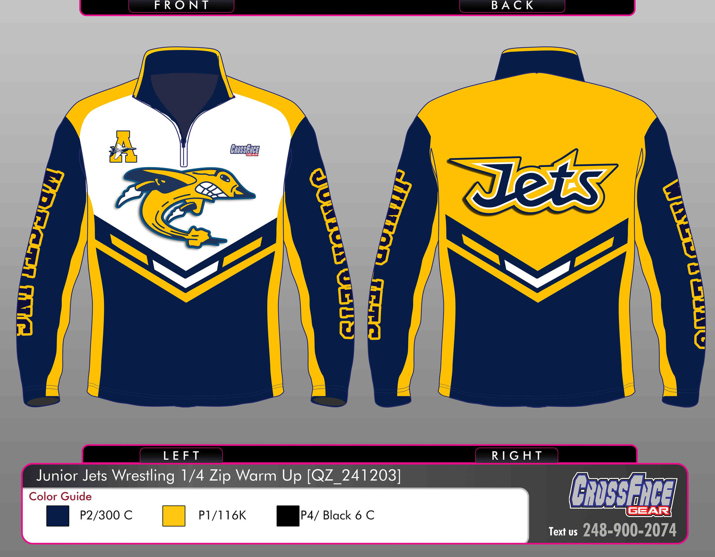 Airport Junior Jets Full Sublimated 1/4 ZIp Warm Up (BOYS)