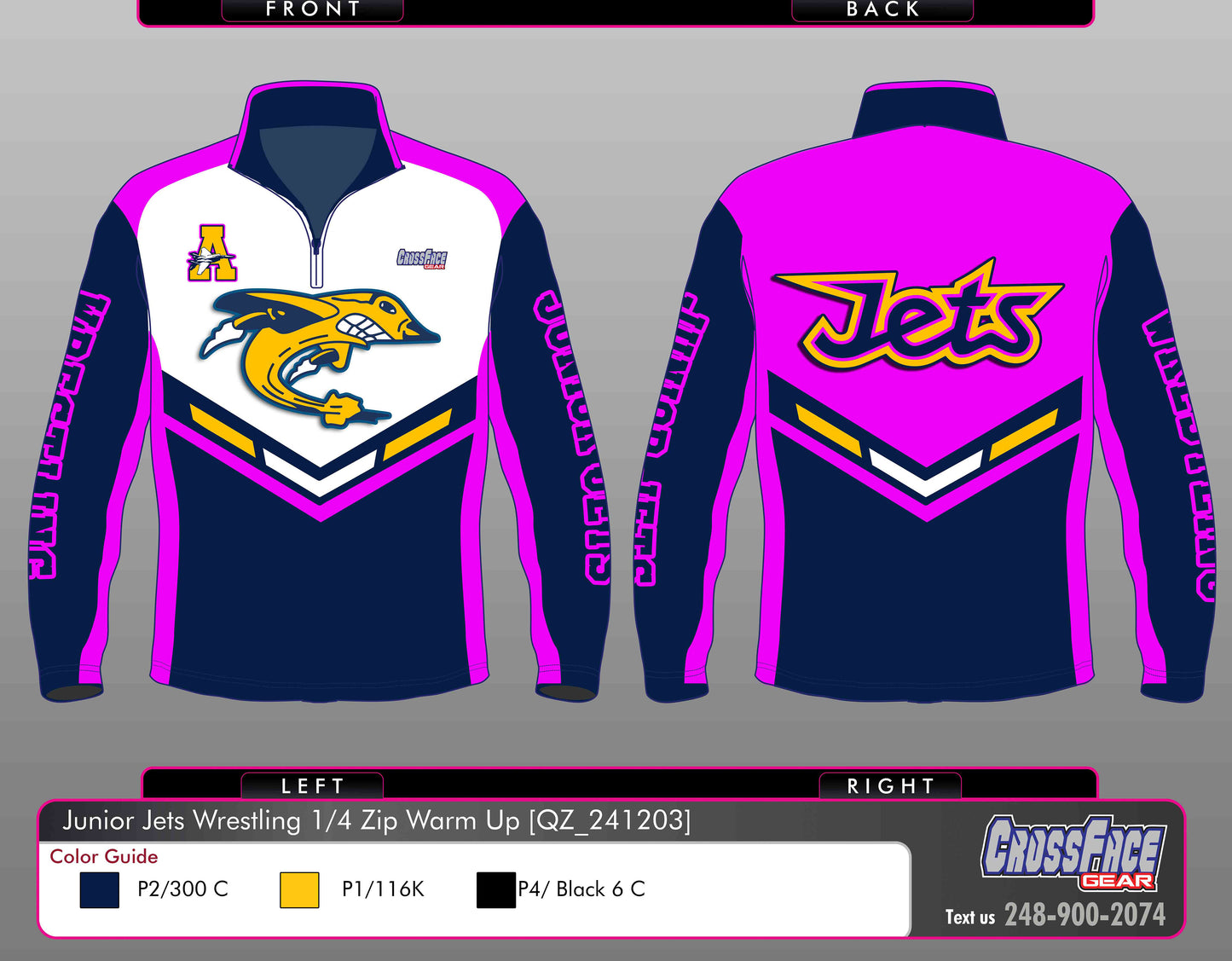 Airport Junior Jets Full Sublimated 1/4 ZIp Warm Up (GIRLS)