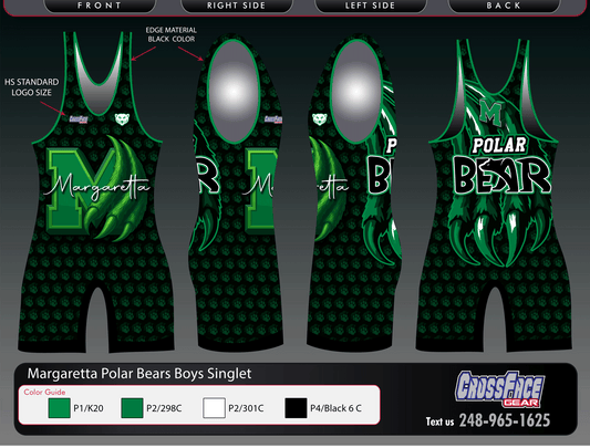 Margaretta Polar Bears Full Sublimated Boys Singlet V2