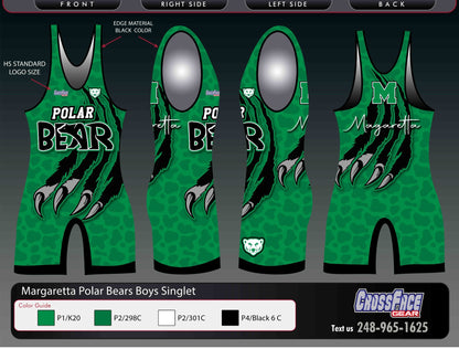 Margaretta Polar Bears Full Sublimated Boys Singlet V2