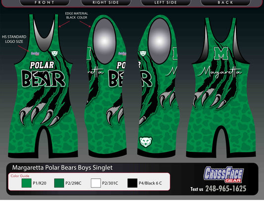Margaretta Polar Bears Full Sublimated Boys Singlet V2
